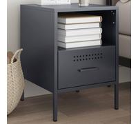Industrial Nightstand with Storage, Cold Rolled Steel Bedside Table, Anthracite Gray Modern Side Table for Bedroom & Living Room, 36x39x50.5 cm, Adjustable Feet, Easy to Clean