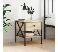Industrial Nightstand with Storage, Engineered Wood & Iron Frame, Adjustable Legs, Oak Sonoma Finish, 40x42x45 cm, Modern Bedside Table for Bedroom, Living Room
