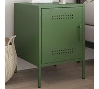 Industrial Olive Green Steel Nightstand 36x39x50.5 cm with Wall Mount, Sturdy Metal Bedside Table for Living Room & Bedroom, Spacious Storage Side Table Easy to Clean