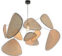 Industrial Pendant Light Handmade Woven Rattan Pendant Lamp Retro Japanese Style Farmhouse Chandelier Hanging Lantern Light Ceiling Lighting Fixture,Pendant Ceiling Light