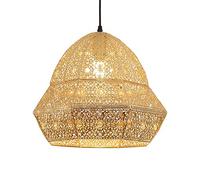 Industrial Pendant Light V-intage Turkish Chandelier Moroccan Etching Pendant Light gold Iron Hollow Arabic Hanging Lamp Ceiling Lighting Fixture Compatible with Kitchen Island Restaurant Hallway Foye