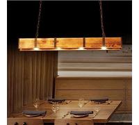 Industrial Pendant Light Wood LED Lamp Rustic Chandelier Brown Large Wooden Beams Linear Farmhouse Dining Room Living Bedroom Kitchen Vintage Ceiling