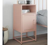 Industrial Pink Steel Nightstand 36x39x78 cm with Storage Shelf, Sturdy Metal Bedside Table for Living Room & Bedroom, Modern Side End Table with Display Function, Easy to Clean & Assemble