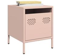Industrial Pink Steel Nightstand Set of 2 with Drawer, 35x39x43.5 cm, Modern Bedside Table for Bedroom, Living Room, Sturdy Cold Rolled Metal Frame, Easy to Clean, Multi-Purpose Storage Furniture