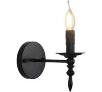 Industrial Retro Small Antique American Wrought Iron Light Fixture Single Head Candlestick Wall Lamp for Bar Cafe Corridor Balcony
