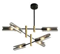 Industrial Sputnik Chandelier Lighting Metal Pendant Rotatable Lamp Arms Hanging with Smoke Gray Glass Shade for Bedroom Living Kitchen Light Fixture(Amber,6Light)