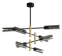 Industrial Sputnik Chandelier Lighting Metal Pendant Rotatable Lamp Arms Hanging with Smoke Gray Glass Shade for Bedroom Living Kitchen Light Fixture(Smoke Gray,8Lig