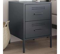 Industrial Steel Nightstand with 2 Drawers, Anthracite Gray Bedside Table 36x39x50.5 cm, Sturdy Metal End Table for Living Room & Bedroom, Multi-Functional Storage Furniture with Wall Mounting Kit