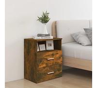Industrial Style Nightstand Smoked Oak Finish 50x32x60 cm with 2 Drawers and Open Shelf, Modern Bedside Table for Bedroom Storage, Sturdy Plywood Construction Easy to Clean