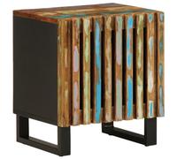 Industrial Style Recycled Solid Wood Nightstand 40x34x46 cm with Storage Shelf | Unique Handmade Vintage Bedside Table for Bedroom Living Room | Rustic Teak Mango Pine Beech Wood Furniture