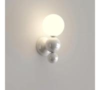 Industrial Style Rotating Spherical Spliced Wall Sconce Modern Iron Art Wall Light White Glass Lampshade Adjustable Wall Lamp for Bedroom Living Room Bathroom Hallway(Gray)/Color