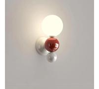 Industrial Style Rotating Spherical Spliced Wall Sconce Modern Iron Art Wall Light White Glass Lampshade Adjustable Wall Lamp for Bedroom Living Room Bathroom Hallway(Gray)/Whitedinosaur Doodle4