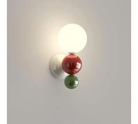 Industrial Style Rotating Spherical Spliced Wall Sconce Modern Iron Art Wall Light White Glass Lampshade Adjustable Wall Lamp for Bedroom Living Room Bathroom Hallway(Gray)/Gray