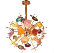 Industrial V-intage Gold Ceiling Light Fixtures Flush Mount Agate, LED Chandelier
