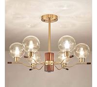 Industrial V-intage Wooden Crystal Chandeliers Farmhouse Semi Flush Mount Contemporary Metal LED Chandelier