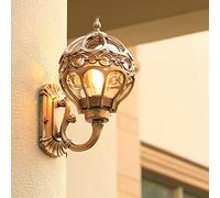 Industrial Vintage Exterior E27 Aplique de pared Aluminio Edison Glass Impermeable IP44 Aplique de pared Lámpara Porche Patio Balcón Jardín Paisaje Luces Retro Loft Café Accesorios de ilumi (bronce)