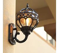 Industrial Vintage Exterior E27 Aplique de pared Aluminio Edison Glass Impermeable IP44 Aplique de pared Lámpara Porche Patio Balcón Jardín Paisaje Luces Retro Loft Café Accesorios de ilumi (negro)