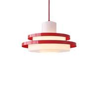 Industrial Wind Band Glass Shade Red Bauhaus Chandelier for Coffee Shop, Kitchen Island, and Farmhouse Bedroom - Unique Lighting Fixture for Decor