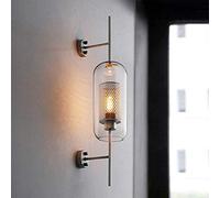 Industrial Wind Bed Head Decoration Lamp Simple Creative Personality Bedroom Wall Aisle Wall Lamp Modern Garden Glass Wall Lamp (Color : Medium Size : Clear) (Medium White)