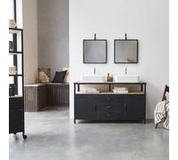 Industriel - Mueble para lavabo de mango macizo y metal de 140 cm H 80 x B 140 x T 55 cm