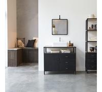 Industriel - Mueble para lavabo de mango macizo y metal de 95 cm H 80 x B 95 x T 55 cm
