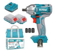 INECO TOTAL - Llave de impacto a batería con 2 pilas de 20 V y 2 Ah y bolsa de lona