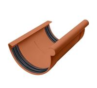 INEFA Conector de canalón semicircular, PVC 125mmmarrón Conector de canalón, fácilmontaje enchufable,made in Germany