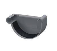 INEFA Pieza final de canalón semicircular, 100mm izquierda, antracita, PVC, accesorios para canalones, montaje enchufable sencillo, Made in Germany