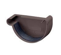 INEFA Pieza terminal del canalón semiredonda, PVC 125mm, izquierdamarrón oscuro Accesorios para canalones,montaje fácil por enchufe,made in Germany