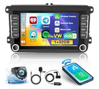 Inefala 1+32GB Dab Android 15 Radio Coche Pantalla Golf 5 para VW Passat B6 Touran Jetta, 7 Pulgadas Pantalla Táctil 2 DIN con Inalámbrico Carplay/Android Auto/Bluetooth/GPS/AHD Cámara visión Trasera