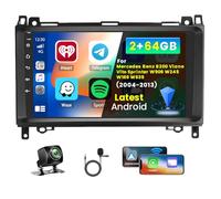 Inefala 2+64G Android 15 CarPlay Radio para Mercedes Benz B Class B200 W245 W169 W639 Vito Viano W906 Sprinter, Pantalla Táctil de 9'' con Inalámbrico CarPlay y Android Auto Soporte Navegación GPS