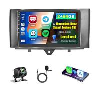 Inefala 2+64G Android 15 CarPlay Radio para Mercedes-Benz Smart Fortwo 2011-2015, Pantalla Táctil de 9'' con Inalámbrico CarPlay y Android Auto, Soporte Navegación GPS Mirror Link BT RDS Wi-Fi DSP