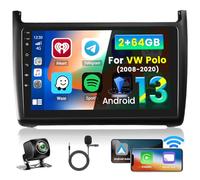 Inefala 2+64G Android 15 CarPlay Radio para Volkswagen VW Polo 5 2008-2020, Pantalla Táctil de 9 Pulgadas con Inalámbrico CarPlay y Android Auto, Soporte Navegación GPS Mirror Link RDS AHD Wi-Fi DSP