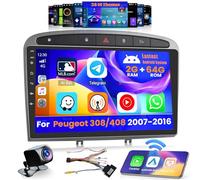 Inefala 2+64G Android 15 Radio para Peugeot 308/408 2007-2016 Soporta Wireless CarPlay Android Auto, 9'' Pantalla Radio con Bluetooth Navegación GPS Mirror Link RDS WiFi DSP Cámara de Visión Trasera