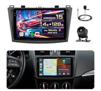 Inefala 4+128G Android 15 Autoradio para Mazda 3 2009-2013,Radio Coches Pantalla Táctil Incell 9'',Radio Coche 2 DIN Bluetooth 5.0 con Wireless CarPlay Android Auto GPS WiFi FM/RDS EQ SWC Mic Cámara