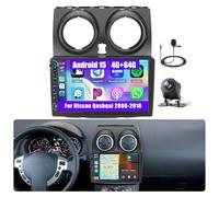 Inefala 4+64G Android 15 Autoradio para Nissan Qashqai 2006-2016,Pantalla Táctil Incell 9'',Radio Coche 2 DIN Bluetooth 5.0 con Wireless CarPlay Android Auto GPS WiFi FM/RDS EQ SWC Mic Cámara Tipo-C
