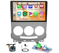 Inefala 4G+64G Android 15 Radio de Coche para Mazda 5 2005-2010，Pantalla táctil de 9 Pulgadas Autoradio Bluetooth con Wireless Carplay Android Auto GPS WiFi RDS/FM EQ SWC Mic Cámara Trasera