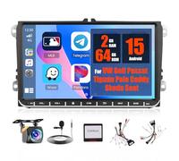 Inefala Android 15 2G+64G Autoradio para VW Golf Passat Tiguan Polo Caddy Skoda Seat Touran, 9" Pantalla Radio Bluetooth con Wireless Carplay Android Auto GPS WiFi RDS/FM Cámara Trasera Mic