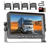 Inefala Cámara de Marcha atrás Wireless 4 con Monitor IPS HD de 7 Pulgadas, TF de 64 G, matrícula IP69, cámara de Marcha atrás Impermeable para Coches, Camiones, Furgonetas y SUV con visión Nocturna