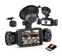 Inefala Full HD 1080P Dash CAM con Cámara de Coche de Cuatro Canales 360°, Pantalla de 2,4'' con 64G de Memoria y 8 IR de Visión Nocturna, Grabadora de Viaje con Sensor G y Monitor de Aparcamiento