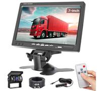 Inefala Kit de cámara de Marcha atrás con Interfaz aérea Cableada de 20 Metros y Pantalla de 7 Pulgadas + Fuente de alimentación para Encendedor de Cigarrillos