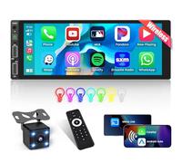 Inefala Pantalla Radio Coche 1 DIN con Carplay Inalámbrico y Android Auto, Pantalla Táctil de 6,9 Pulgadas con Bluetooth, Mirror Link, FM Radio/USB, Cámara de Visión Trasera