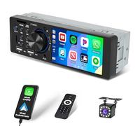 Inefala Radio 1 DIN Carplay con Android Auto, Radio FM/RDS Mirror Link, Radio para Coche Bluetooth 1 DIN con Pantalla Táctil de 4" con SWC EQ Cámara de Marcha Atrás Mic USB/AUX/TF
