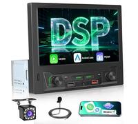 Inefala Radio Coche 1 DIN con Inalámbrico CarPlay Android Auto, 8" Pantalla Tactile Autoradio Bluetooth con DSP, Radio Am/FM, Reproducción Vídeo Youtube, Salida Vídeo, SWC, USB, Cámara Trasera Mic