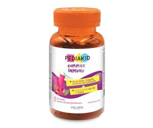 Ineldea Pediakid - Gominolas Inmuno, 60 Unidades | A partir de 3 años, sabor frambuesa, niño, equinácea, jalea real, propóleos, cobre, vitamina C, sin gelatina