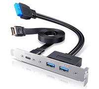 ineo Adaptador de panel frontal USB 3.2 Gen 2x2 tipo C con soporte PCIe, puertos USB-C de 20 Gbps y USB A 3.0 duales, cable de extensión de cabecera de placa base con conectores tipo E Key-A de 20