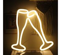 Ineonlife Copa de Vino Letreros de Neón Cerveza Cheers Luz de Neón LED 11" X 11" Cáliz amarillo Letrero de Barra de Neón para pared Cóctel Luces de Neón Decorativas para Dormitorio