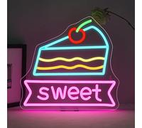 ineonlife Desserts Sweet Neon Led, Postres Dulces Luces Neon Regulable para Decoración Pared, Letrero Neón con Letras para Niñas,Tienda Postres,Restaurante,Cafetería,Cocina,Fiesta