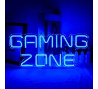 ineonlife Gaming Zone Letrero Neon Game Letras Neon Led para Sala de Gaming | Zona de Juegos Cartel Led Azul Oscuro 5 Niveles USB Cartel Luminoso Led, Gaming Neon Pared Deco para Gamer Regalo,Sala Gamer