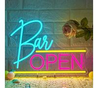 ineonlife Señal de neón Open Rosa Azul LED para señal luminosa de negocio para bar, salón, tienda, cafetería, club, señal de abierto para decoración de pared